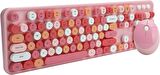 Mofii Kablosuz Klavye Ve Mouse Set Bluetooth 104 Tuşlu Pc Notebook Uyumlu Klayve ve Fare 136mm x 445mm ZR513 (Pembe)