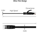 Network Kablosu Ethernet Kablo Cat 6 Siyah Ultra İnce Flat Ağ Kablosu (10 Metre)