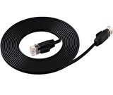 Network Kablosu Ethernet Kablo Cat 6 Siyah Ultra İnce Flat Ağ Kablosu (10 Metre)