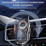 Coverzone Kablosuz Araç İçi Cep Telefonu Şarj 2in1 Telefon Tutucu ve Şarj Araç 4.7-7.2 inç Uyumlu Havalandırma ve Izgarasına Montaj Transparan Tasarım C12