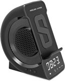 Coverzone Bluetooth Speaker Stand ve Kablosuz Şarj Aynı Anda 2 Telefon Şarj 3in1 TF Kart Desteği ve Aux Girişi Taşınabilir Hoparlör Led Göstergeli Ekran Masaüstü Saat Type-C Girişli 15cm x 8 cm WD-200