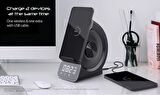Coverzone Bluetooth Speaker Stand ve Kablosuz Şarj Aynı Anda 2 Telefon Şarj 3in1 TF Kart Desteği ve Aux Girişi Taşınabilir Hoparlör Led Göstergeli Ekran Masaüstü Saat Type-C Girişli 15cm x 8 cm WD-200