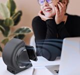 Coverzone Bluetooth Speaker Stand ve Kablosuz Şarj Aynı Anda 2 Telefon Şarj 3in1 TF Kart Desteği ve Aux Girişi Taşınabilir Hoparlör Led Göstergeli Ekran Masaüstü Saat Type-C Girişli 15cm x 8 cm WD-200