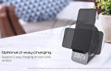 Coverzone Bluetooth Speaker Stand ve Kablosuz Şarj Aynı Anda 2 Telefon Şarj 3in1 TF Kart Desteği ve Aux Girişi Taşınabilir Hoparlör Led Göstergeli Ekran Masaüstü Saat Type-C Girişli 15cm x 8 cm WD-200