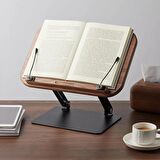 Coverzone Profesyonel Kitap Okuma Tutucu Ders Çalışma Sunum Standı Kaliteli Karbon Çelik ve Ahşap Malzeme Yüksekliği ve Açısı Ayarlanabilir Tablet Tutucu Olarak Kullanabilme A+ Kalite 34cm x 23cm TM13