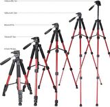 Zomei Q111 Kamera Cep Telefonu Alüminyum Alaşım Seyahat Tripodu Hafif Kamera Üç Ayaklı 3 Yönlü Döner Başlık Hızlı Değiştirme Plakası Cep Telefonu Tutucu ve Çanta 47 – 140 cm Kırmızı Renk