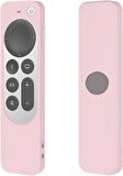 Coverzone Apple tv 4k 2021 Kumanda ile Tam Uyumlu Silikon Koruma Kılıfı Açık Pembe