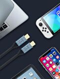 Coverzone Type-C to Type-C Kablo Data ve Şarj Kablosu 20gbps 100 Watt Akıllı Chip iPhone 15 Serisi Uyumlu Galaxy S23 Uyumlu Data ve Şarj Kablo 2 Metre ZR48 (2 Metre Type-C Kablo)