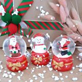 Coverzone Noel Baba Kardan Adam 3'lü Set Masaüstü Cam Küre Aydınlatma Dekoratif Hediyelik Yılbaşı veya Doğum Günlerine Özel Tasarım 6cm x 4cm No:5 [Enerji Sınıfı A]