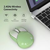 Mofii Wireless Mouse Renkli Tavşan Tasarım Kablosuz Sessiz Bilgisayar Notebook Laptop için USB Nano Receiver Mouse Tak Çalıştır 9.2cm x 6cm (Yeşil)