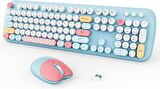 Geezer Kablosuz Klavye Ve Mouse Set Sevimli 104 Tuşlu Pc Notebook Laptop Uyumlu Klayve ve Fare Ev Ofis Kullanımına Uygun İngilizce Q Klavye Açık Mavi