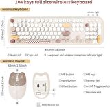 Geezer Kablosuz Klavye Ve Mouse Set Sevimli 104 Tuşlu Pc Notebook Laptop Uyumlu Klayve ve Fare Ev Ofis Kullanımına Uygun İngilizce Q Klavye Bej