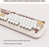 Geezer Kablosuz Klavye Ve Mouse Set Sevimli 104 Tuşlu Pc Notebook Laptop Uyumlu Klayve ve Fare Ev Ofis Kullanımına Uygun İngilizce Q Klavye Bej