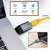Coverzone 3.1 Type - C to Ethernet RJ45 Adaptör Çevirici 1/1000 1 Gigabit Tip C Ethernet Ağ LAN Adaptörü Macbook ve Type C çıkışlı Notebook Dizüstü Bilgisiyar Uyumlu S-1725