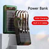 Coverzone 20000 mAh Güneş Enerjili Powerbank 4 Adet Çıkış Lightning Micro USB Type-C USB Solar Enerji Powerbank Dahili Fener Taşınabilir Portatif Güç Bankası YXD-A79 (Siyah)