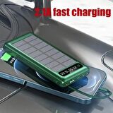 Coverzone 20000 mAh Güneş Enerjili Powerbank 4 Adet Çıkış Lightning Micro USB Type-C USB Solar Enerji Powerbank Dahili Fener Taşınabilir Portatif Güç Bankası YXD-A79 (Siyah)