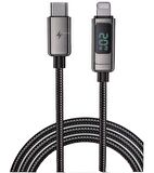 Coverzone iPhone ile Uyumlu PD20W Hasır Kablo Type-C To Lightning Digital Led Ekranlı Data Kablo 1.2 Metre LS20CL