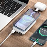 Borofone Powerbank Hem Kablolu Hem Kablosuz Şarj Destekli Güç Bankası Led Göstergeli Spencer PD20W 10000mAh Wireless Charging iPhone Uyumlu Android Uyumlu BJ26