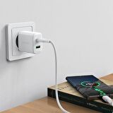 Acefast Duvar Şarj Cihazı Hızlı Şarj Type-C ve USB-A Seyahat Şarj Cihazı PD20W Şarj Kafa (1xUSB-C+1xUSB-A) EU Beyaz Renk A25