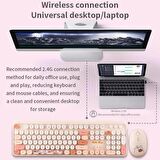 Coverzone Geezer Kablosuz Klavye ve Fare Set USB Bağlantı Wireless 2.4G Sevimli Ayıcık Hello Bear Dekoratif Desen Açık Kahverengi