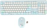 Coverzone Geezer Kablosuz Klavye ve Fare Set USB Bağlantı Wireless 2.4G Sevimli Ayıcık Hello Bear Dekoratif Desen Açık Mavi