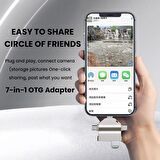 OTG 7 in 1 Lightning Type C USB Micro USB Hafıza Kart Reader Okuyucu Ios iPhone Android Flash Driver