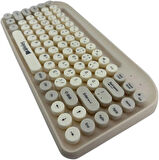 Saywin Bluetooth Klavye Renkli Retro Kablosuz Klavye Daktilo Görünümlü Tuş Tasarımı Şık ve Kullanışlı Telefon Koyma Gözü Pilli Türkçe Q Klavye SW-05 (Krem)