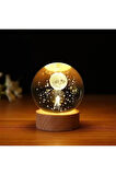 Cam Küre Işıklı Masaüstü Aydınlatma Oda Ve Salon Gece Lambası Dekoratif 6cm X 6cm To The Moon