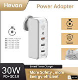 Coverzone 30 WATT PD18W Zaman Ayarlı USB Çıkışlı Priz 180 Derece Döndürülebilir Fiş QC3.0 2.4A USB Çıkışlı M8J301TE