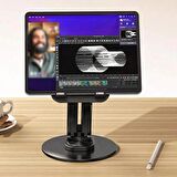 Coverzone Tok Alüminyum Döner Tablet PC Akıllı Telefon Standı 11cm x 17 cm Masaüstü Katlanabilir Çok İşlevli  Cep Telefonu Evrensel Telefon Tutucu ZR719