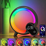Coverzone Uzaktan Kumandalı Akıllı Bluetooth Hoparlör Renkli Atmosfer Işığı Yaratıcı Gece Lambası Dijital Ekran Saat Işığı Çocuk Odası Yatak Odası için Dekoratif Aydınlatma HXD03 (Siyah) [Enerji Sınıfı A]