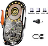 Coverzone Kablosuz Araç İçi Cep Telefonu Şarj 2in1 Telefon Tutucu ve Şarj Araç 4.7-7.2 inç Uyumlu Havalandırma ve Izgarasına Montaj Transparan Tasarım (C13)