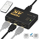 Coverzone Yeni Nesil TV İçin Hdmi Çoklayıcı 3 Port 4K Kumandalı Kullanımı ve Kurulumu KolayUltra HD HDMI Switch Splitter Kablo Dahil Değildir 3 port4Khdmi