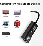 Coverzone Notebook ve PC Uyumlu Type-C 3.1 USB 3.0 to Ethernet Adaptör 10/1000/1000Mbps USB to RJ45 Adaptör Çevirici (NRT-1048)