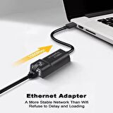 Coverzone Notebook ve PC Uyumlu Type-C 3.1 USB 3.0 to Ethernet Adaptör 10/1000/1000Mbps USB to RJ45 Adaptör Çevirici (NRT-1048)