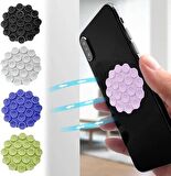 Coverzone Vantuzlu Telefon Tutucu Geniş Kullanım Alanlı Yumuşak Taşınabilir Silikon Telefon Standı Açık Pembe