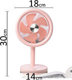 Taşınabilir Mini USB Fan Evde Ofiste Masaüstü 4 Kademeli Dönebilen Başlıklı Lityum Şarj Edilebilir Mini Vantilatör Soğutucu 30cm Mini Fan YS2283 - Pembe