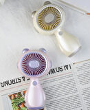 Taşınabilir Mini USB Fan El Tipi ve Masaüstü Kullanım Tek Kademeli Kedi Tasarımı Lityum Şarj Edilebilir Mini Vantilatör Soğutucu 14cm Mini Fan YM88192 - Krem