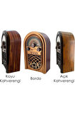 Retro Radyo Taşınabilir Bluetooth Speaker Ve Hoparlör Ahşap Kaplama Antika Tarzı R-1950BTL BORDO