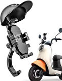 Coverzone Bisiklet Motosiklet ve Scooter için Gidon Uyumlu Telefon Tutucu Orjinal Malzeme Yüksek Kalite Güneşlik Tasarımlı Universal Modellere Uyumlu Kolay Kurulum (ZR729 - Gidon Tutucu)