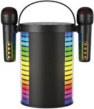 Coverzone Kablosuz Mikrofonlu Karaoke Makinesi Seti TF Kart ve USB Girişli Karaoke Hoparlör Yetişkinler ve Çocuklar İçin Her Yerde Eğlence 18cm x12cm Y-888