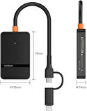 Coverzone Çoklayıcı Adaptör 8 in 1 Lightning/Type-c To USB A, SD TF MS/Macbook uyumlu Çevirici Adaptör Çok Portlu Çoklayıcı 8 in 1 USB HUB ADS-315 