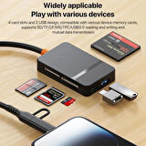 Coverzone Çoklayıcı Adaptör 8 in 1 Lightning/Type-c To USB A, SD TF MS/Macbook uyumlu Çevirici Adaptör Çok Portlu Çoklayıcı 8 in 1 USB HUB ADS-315 