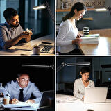 Coverzone Dekoratif Led Masa Lambası USB Kablolu Kademeli 3 Eklemli LED Masa Lambası, Kıskaçlı Model Çalışma Masası Lambası Kitap Okuma için Işık (SY040 - Siyah) [Enerji Sınıfı A]