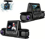 Coverzone HD Araç kamerası Geniş Görüş Açısı Ön Arka ve Araç içi 3 Kamera Kanal Desteği, Hareket Dedektör Desteği, TF Kart Desteği Dash Cam (0077)