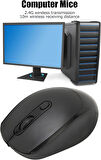Coverzone Kablosuz Mouse USB Dongle Bağlantı Dizüstü Bilgisayar ve Pc ile Uyumlu 1200 DPI, Şarjlı Bilgisayar Faresi G02 Siyah
