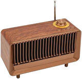 Coverzone Yeni Nesil Retro Radyo Görünümlü Speaker USB TF Aux Bluetooth Müzik Kutusu Retro Teleskopik Anten Type-C Şarj Edilebilir Kahverengi B3