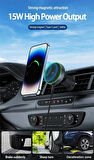 Coverzone Magnetic 15W Kablosuz Araç İçi Cep Telefonu Şarj 2in1 Telefon Tutucu ve Şarj Araç Universal Model Uyumlu Havalandırma ve Izgarasına Montaj Mıknatıs Tasarım D12