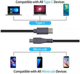 Coverzone Type-C to Mikro USB Kablosu, USB Tip C - Mikro USB OTG Kablosu Erkek - Erkek Şarj Veri İletimi, 1 Metre Kablo (ZR797-1m Kablo)