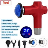 Coverzone Yeni Nesil Masaj Aleti Isıtmalı Derin Doku Kas Masaj Tabancası Masajı 20W Type-C Hızlı Şarj Girişli 6 Farklı Masaj Başlıklı CVR711 Kırmızı